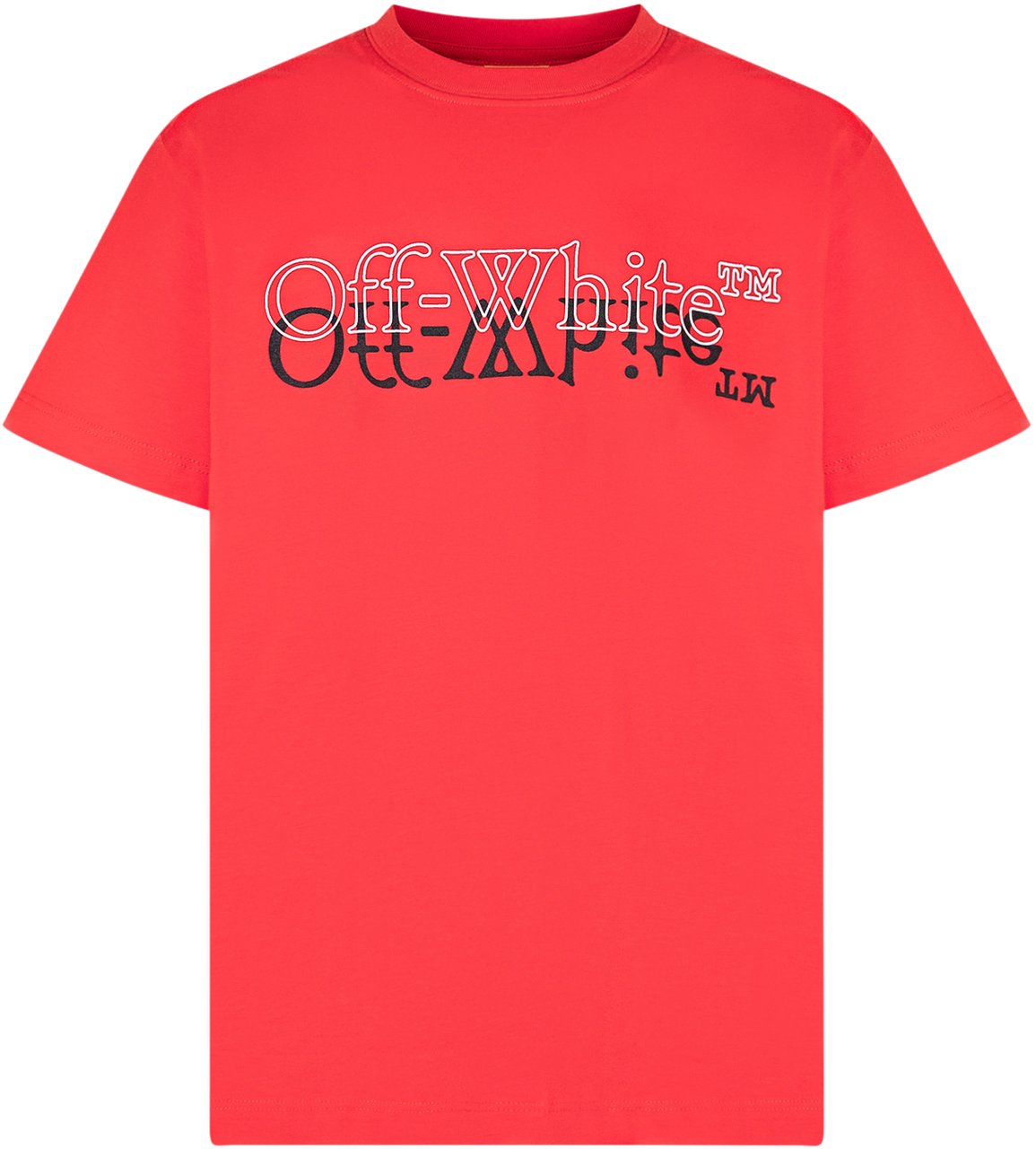 OFF-WHITE T-shirt con Stampa Frontale e Girocollo Rood