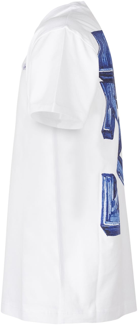 OFF-WHITE T-shirt con Logo Frontale e Girocollo Wit