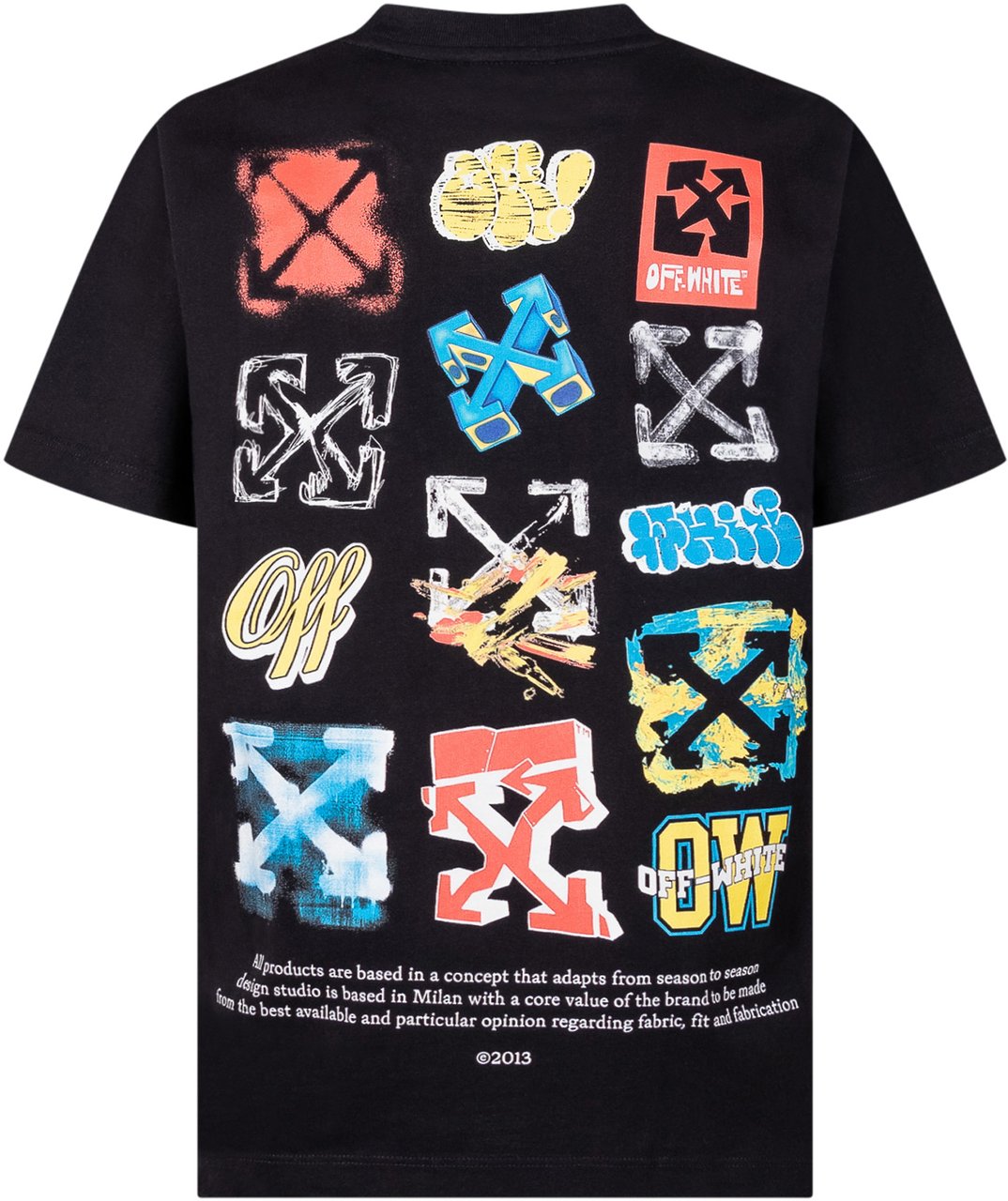 OFF-WHITE T-shirt con Stampa Frontale e Girocollo Zwart