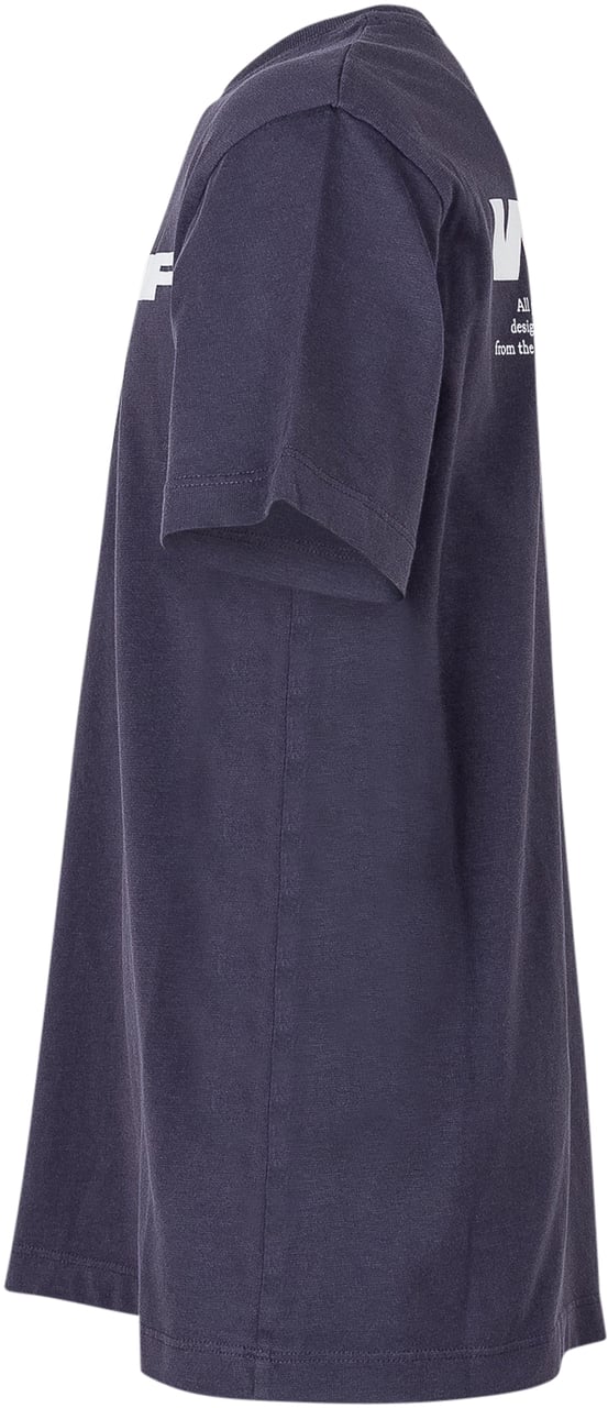 OFF-WHITE T-shirt con Stampa Frontale e Girocollo Navy