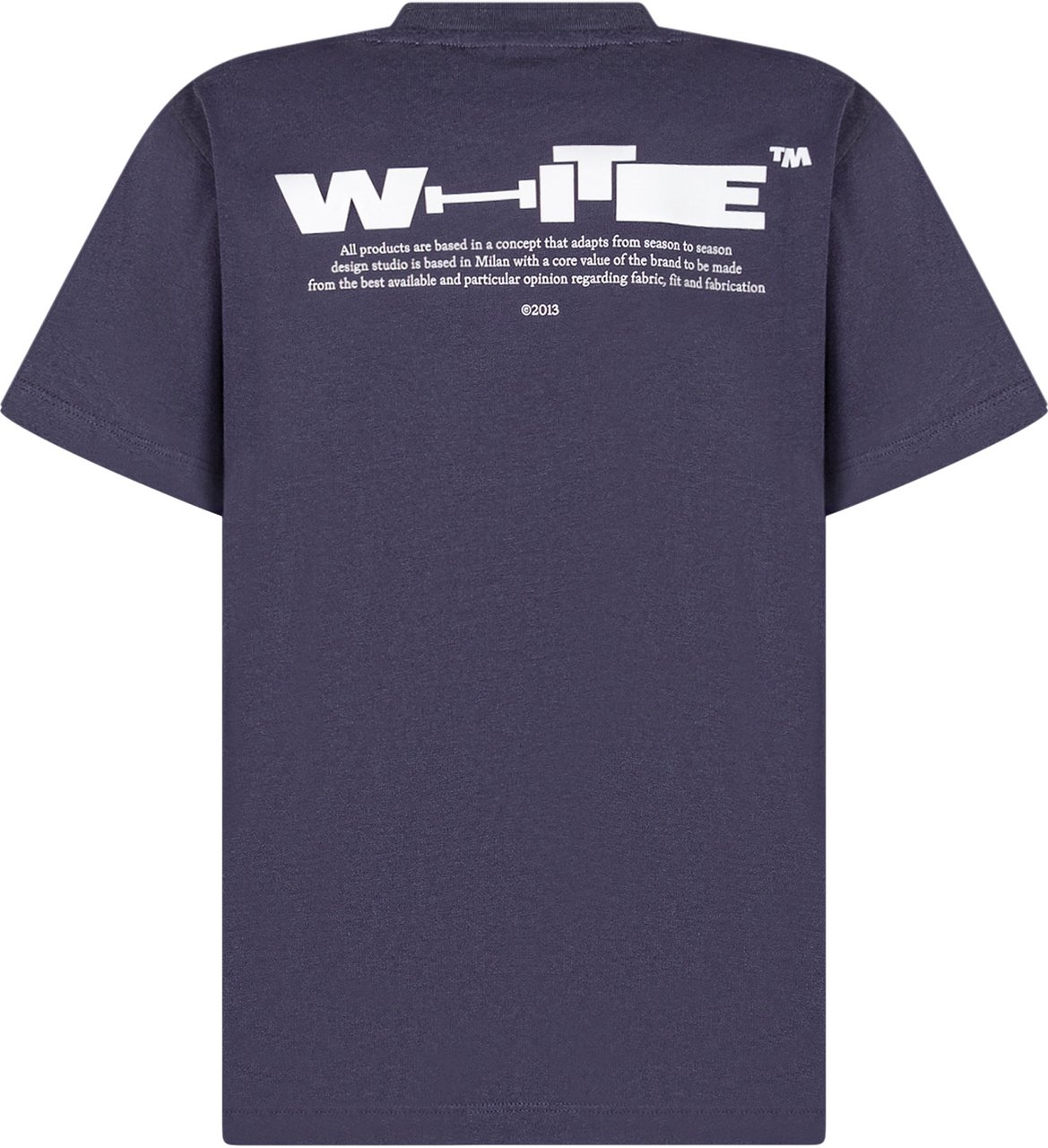 OFF-WHITE T-shirt con Stampa Frontale e Girocollo Navy