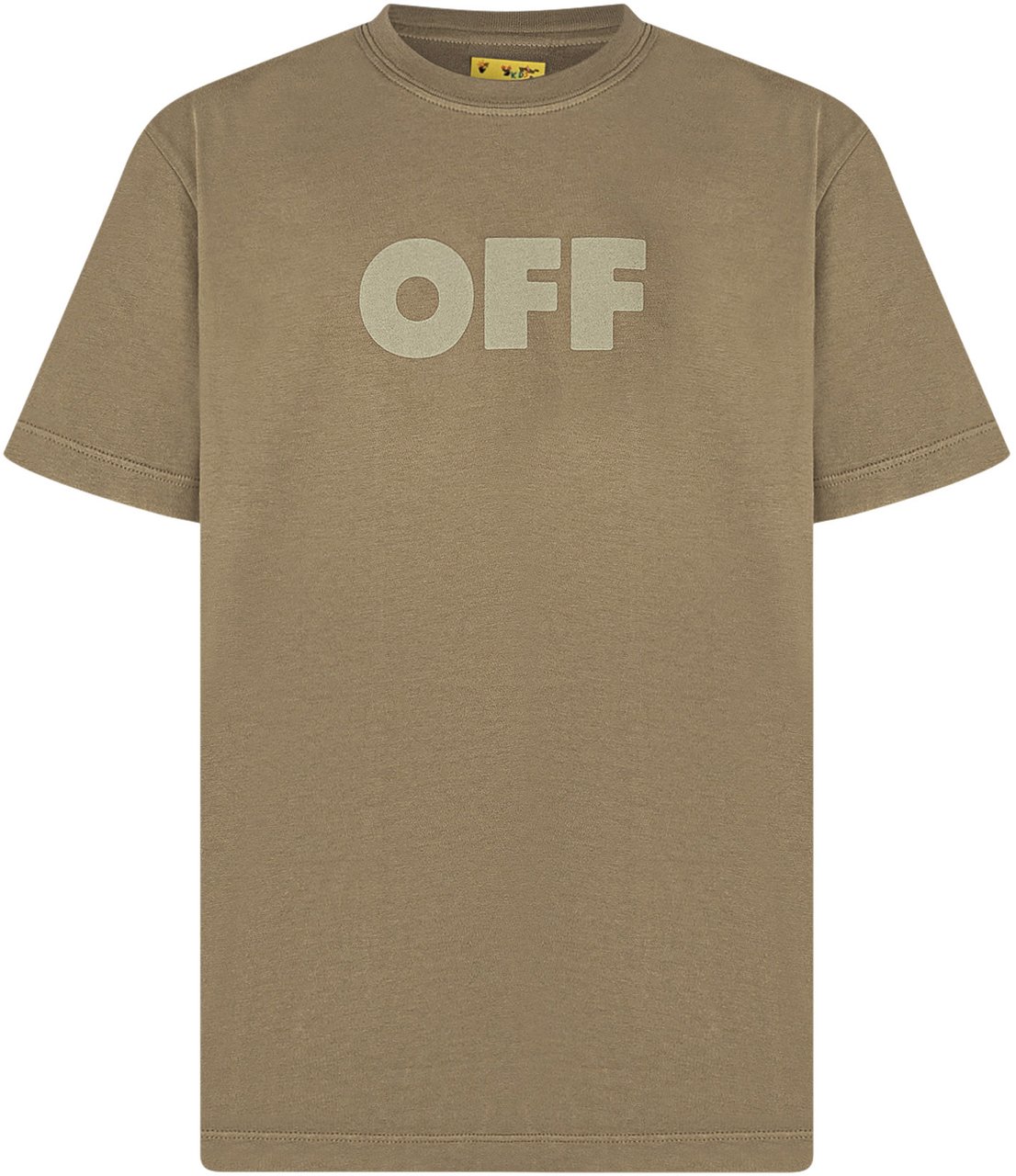 OFF-WHITE T-shirt con Stampa Frontale e Girocollo Taupe
