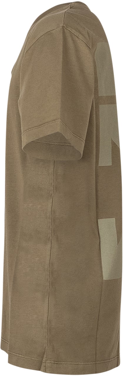 OFF-WHITE T-shirt con Stampa Frontale e Girocollo Taupe