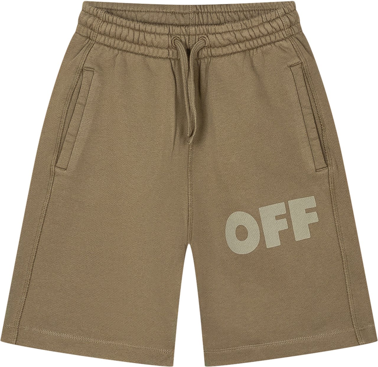 OFF-WHITE Bermuda in Felpa Garment Dyed con Logo OFF Taupe