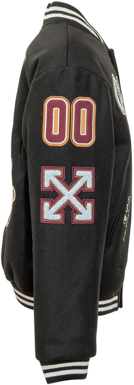 OFF-WHITE Giacca Varsity con Patch Ricamate Zwart