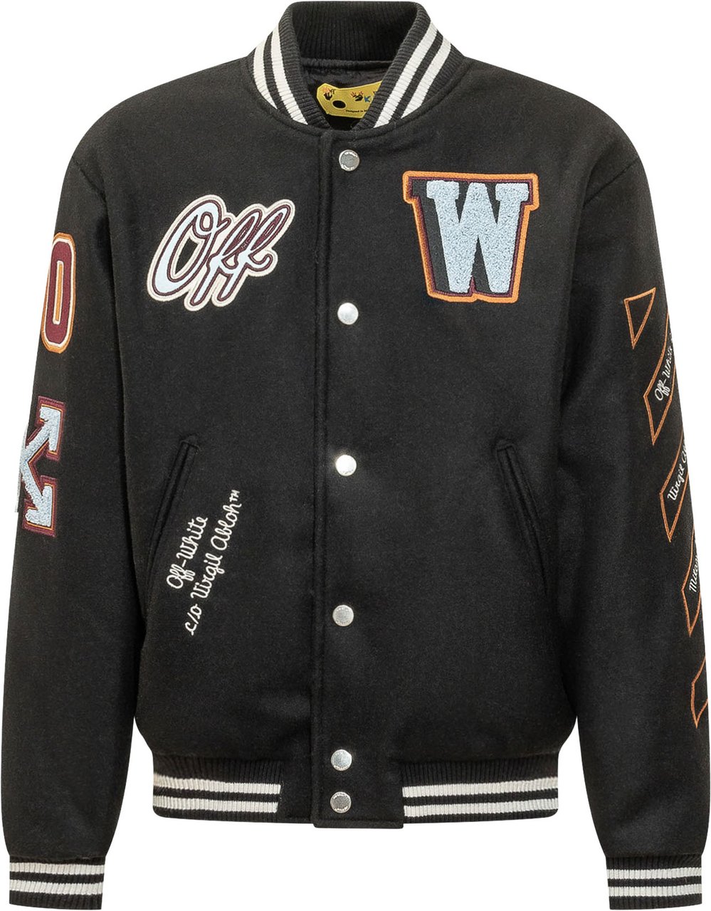 OFF-WHITE Giacca Varsity con Patch Ricamate Zwart
