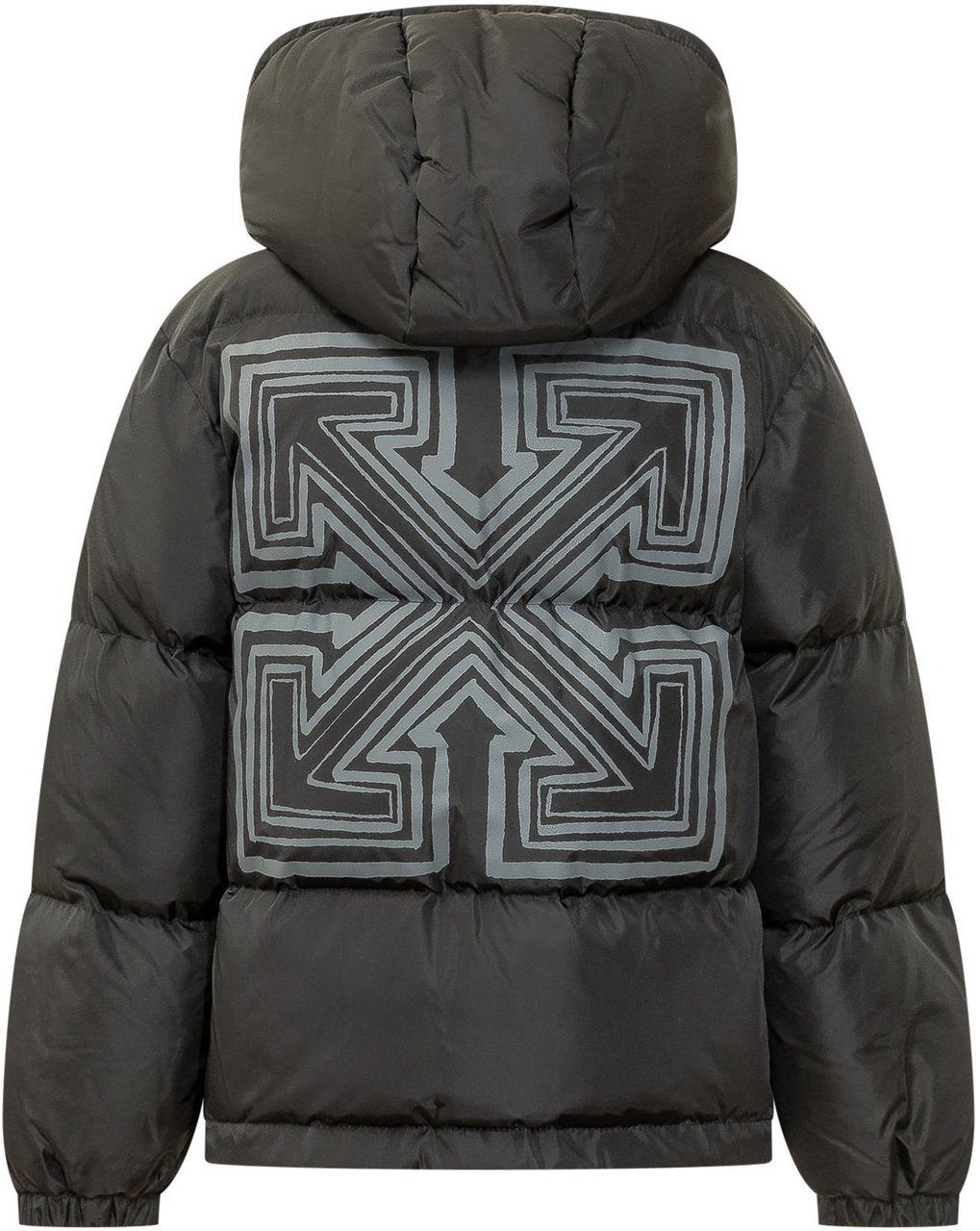 OFF-WHITE Piumino Corto con Cappuccio Donkergrijs