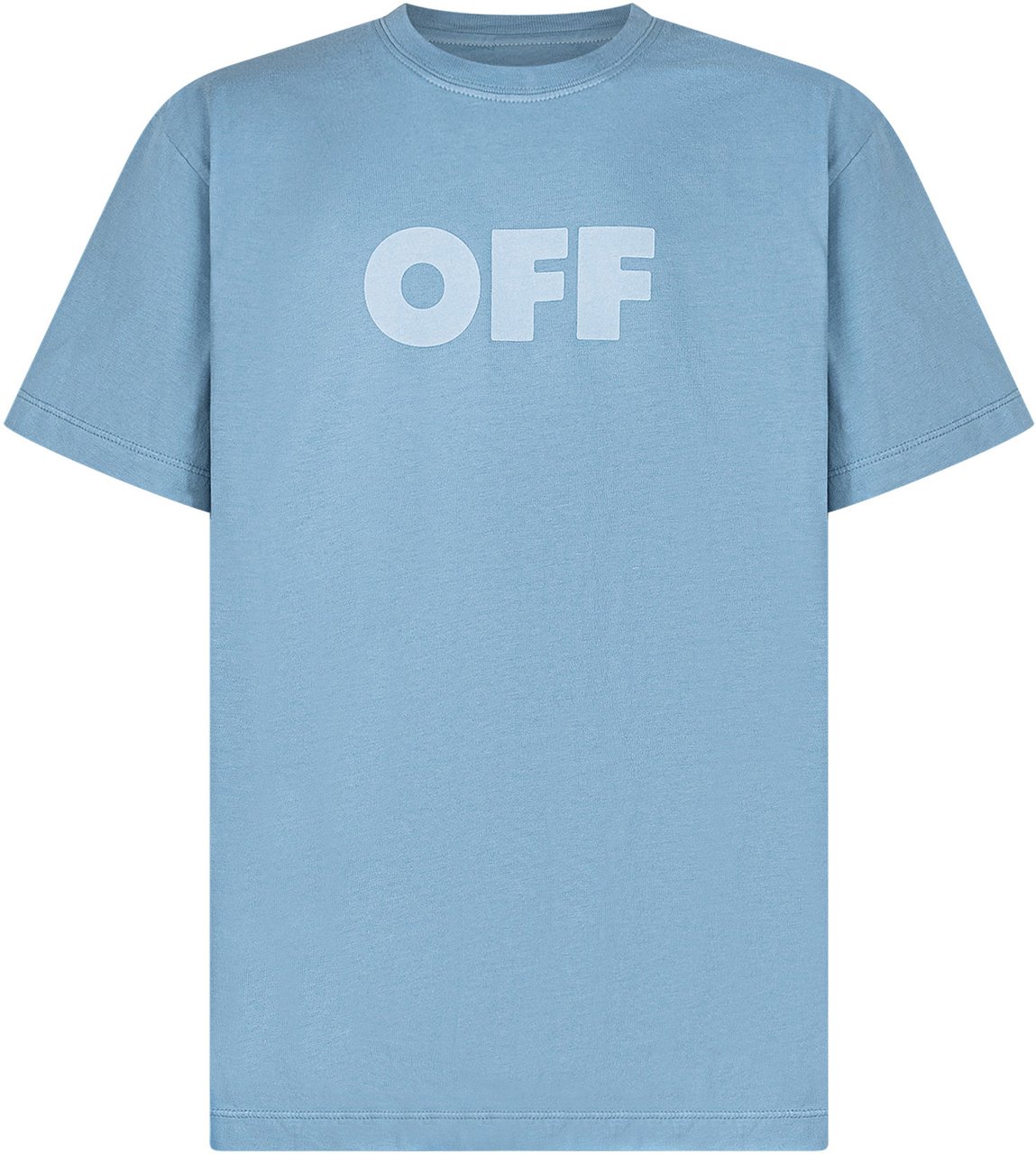 OFF-WHITE T-shirt Garment Dyed con Logo OFF Lichtblauw