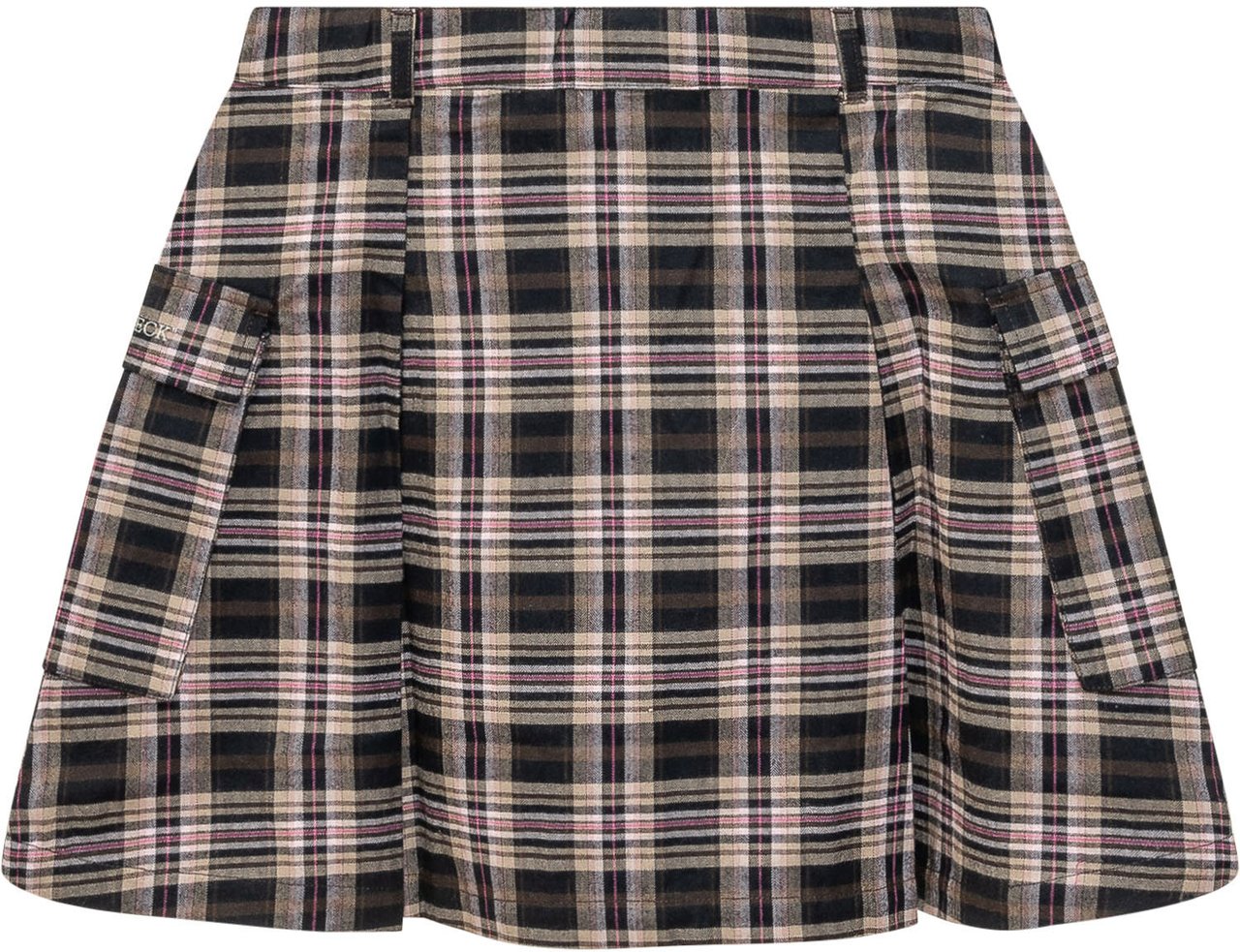 OFF-WHITE Minigonna a Pieghe con Motivo Check Taupe