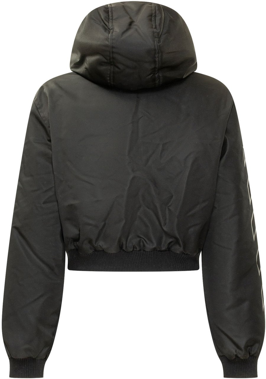 OFF-WHITE Bomber Corto con Cappuccio Zwart