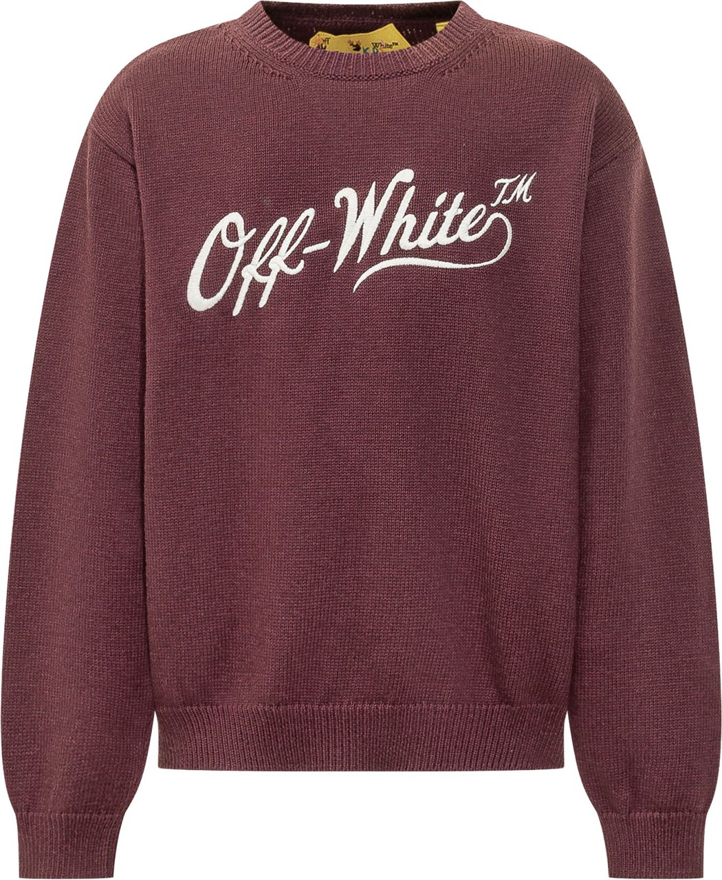 OFF-WHITE Maglia Girocollo con Ricamo Logo Maroon