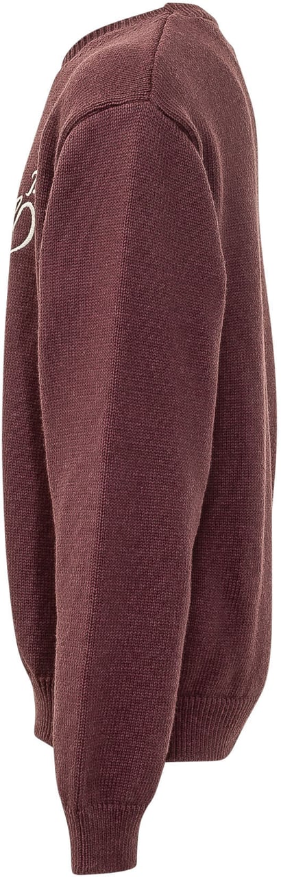 OFF-WHITE Maglia Girocollo con Ricamo Logo Maroon
