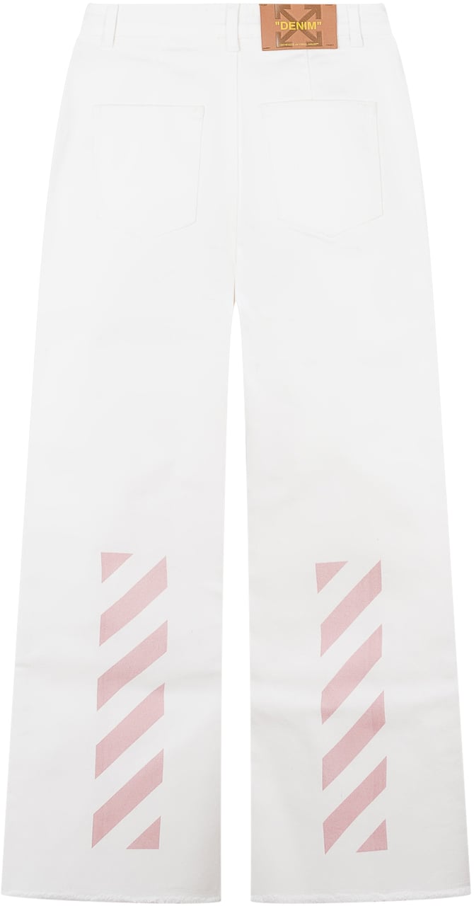OFF-WHITE Pantaloni Denim a Gamba Larga con Logo Wit