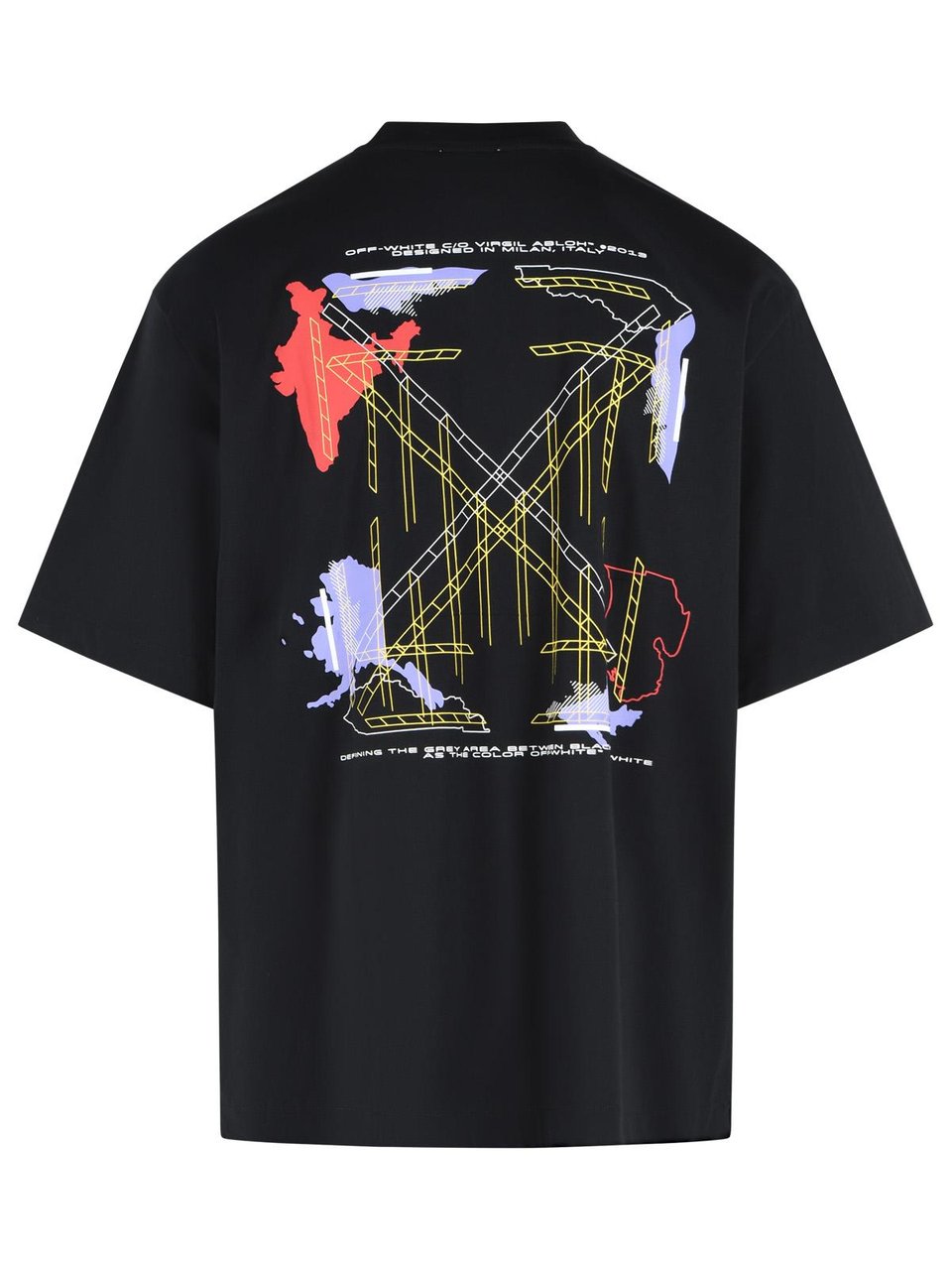 OFF-WHITE 'Archigeography Arrow' Black Cotton T-Shirt Zwart