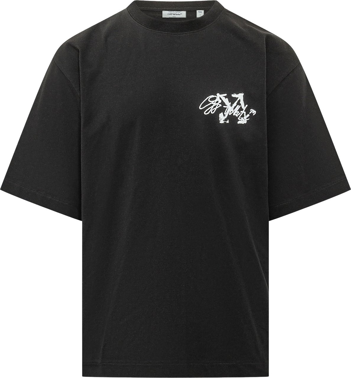 OFF-WHITE T-shirt Stroke 2 Arrow con Stampa sul Petto Zwart