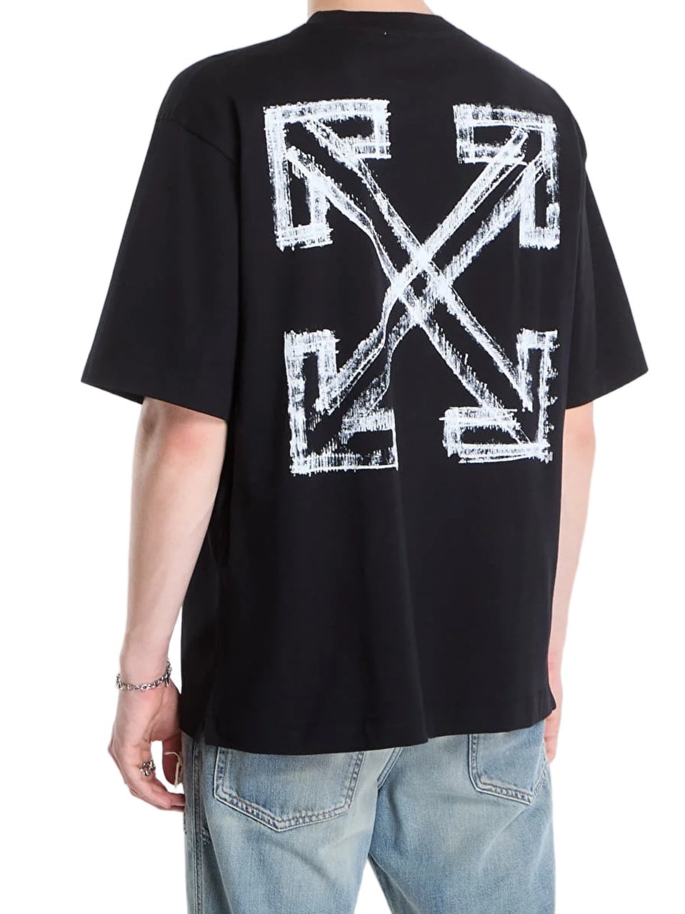 OFF-WHITE 'Motion Arrow' Black Cotton T-Shirt Zwart