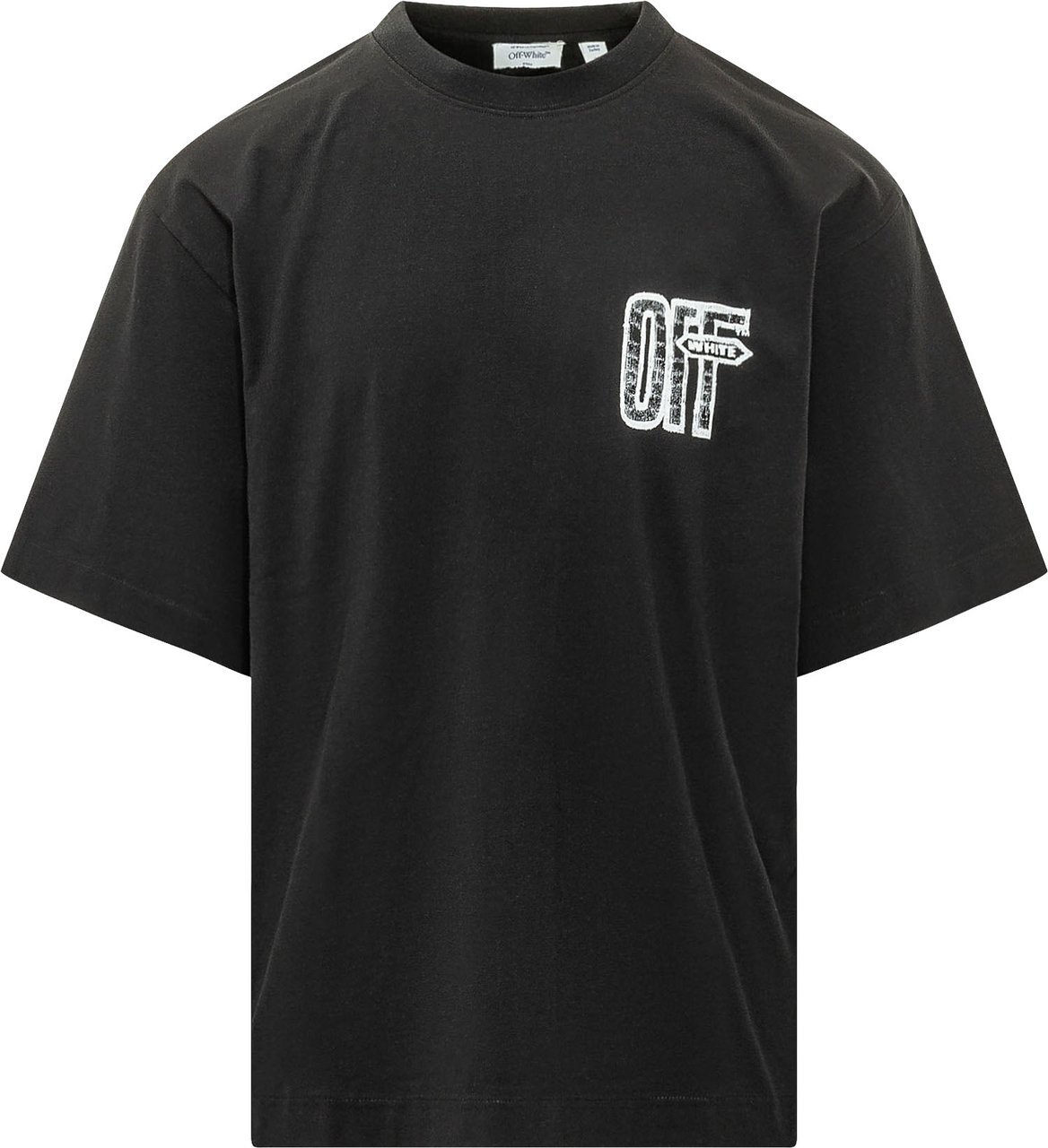 OFF-WHITE T-shirt Motion Arrow con Grafica Effetto Usurato Zwart