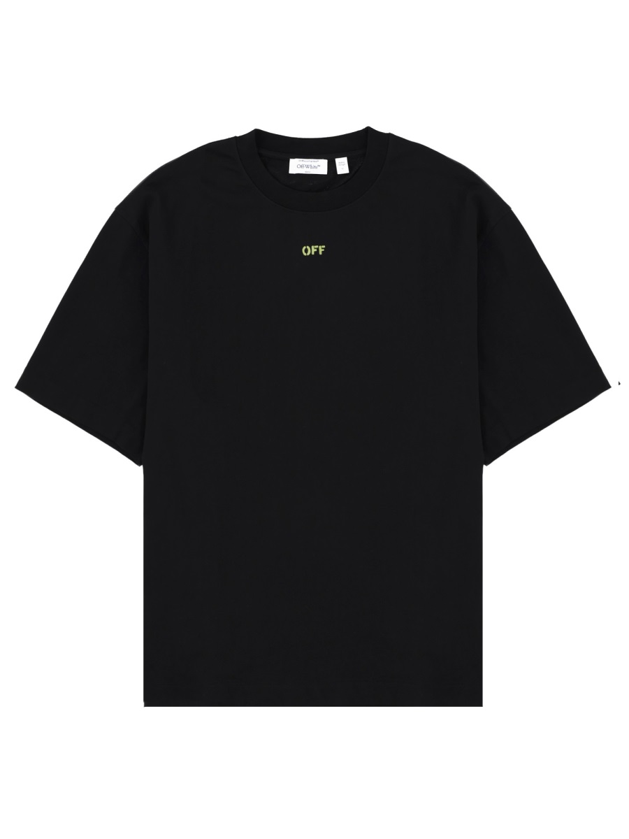 OFF-WHITE Abstract Graphic Cotton Crewneck T-Shirt Zwart