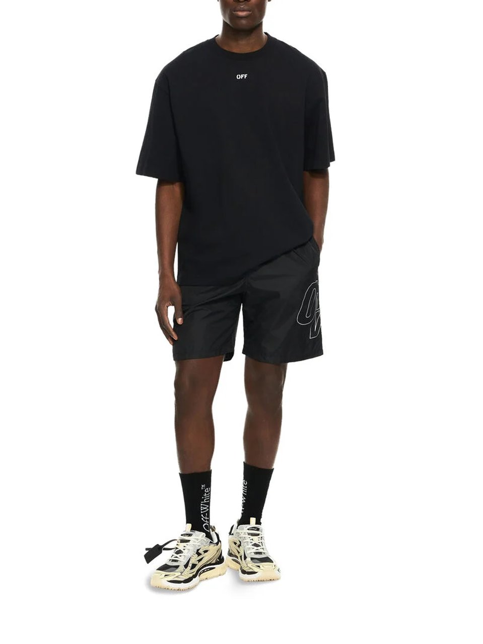 OFF-WHITE Black Abstract Paint Arrow Cotton T-Shirt Zwart