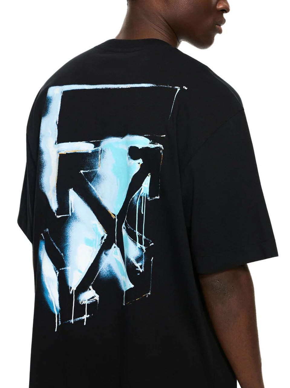 OFF-WHITE Black Abstract Paint Arrow Cotton T-Shirt Zwart