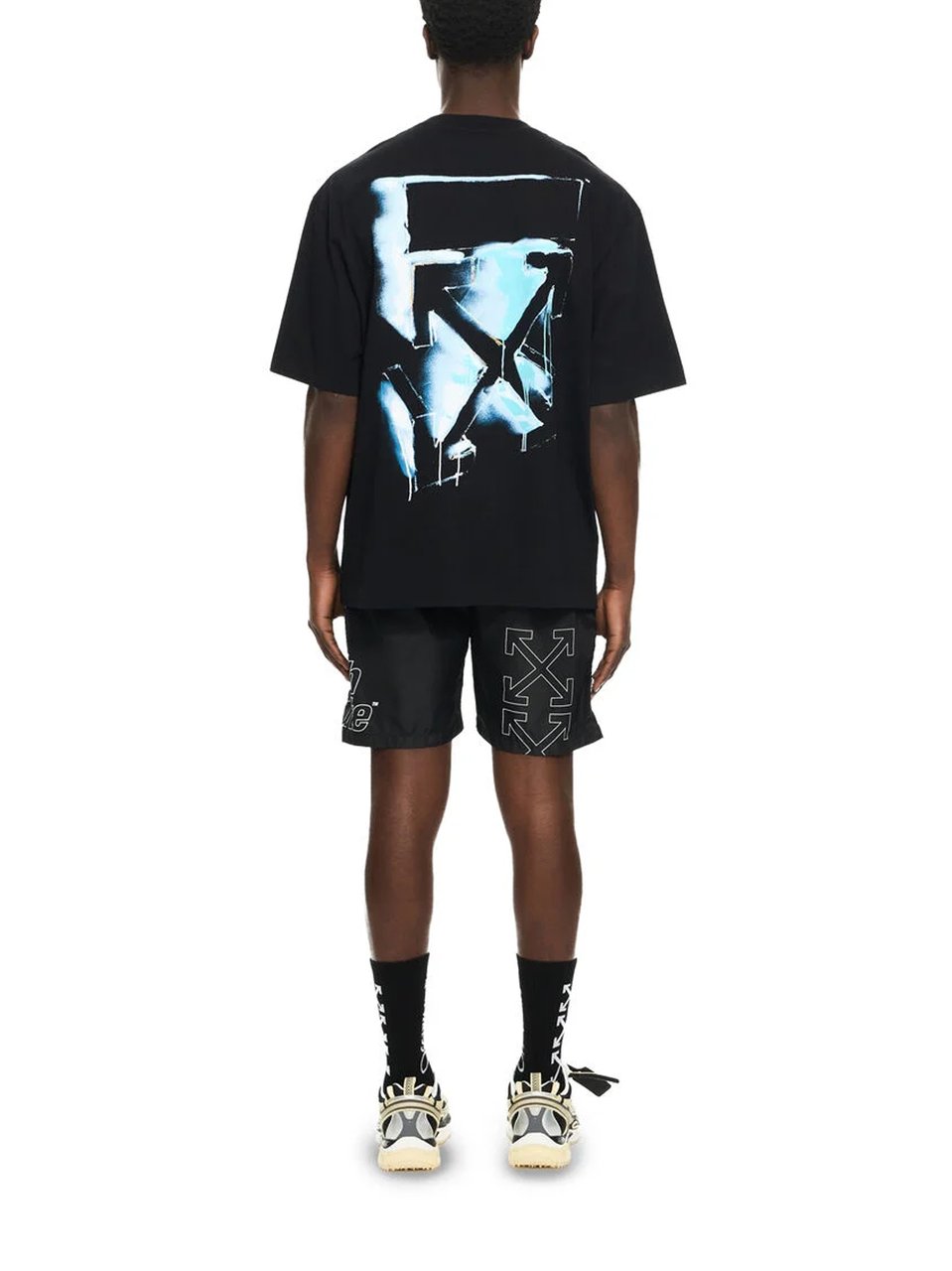 OFF-WHITE Black Abstract Paint Arrow Cotton T-Shirt Zwart