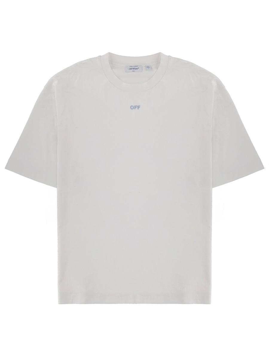 OFF-WHITE Crew Neck Relaxed Cotton T-Shirt Wit