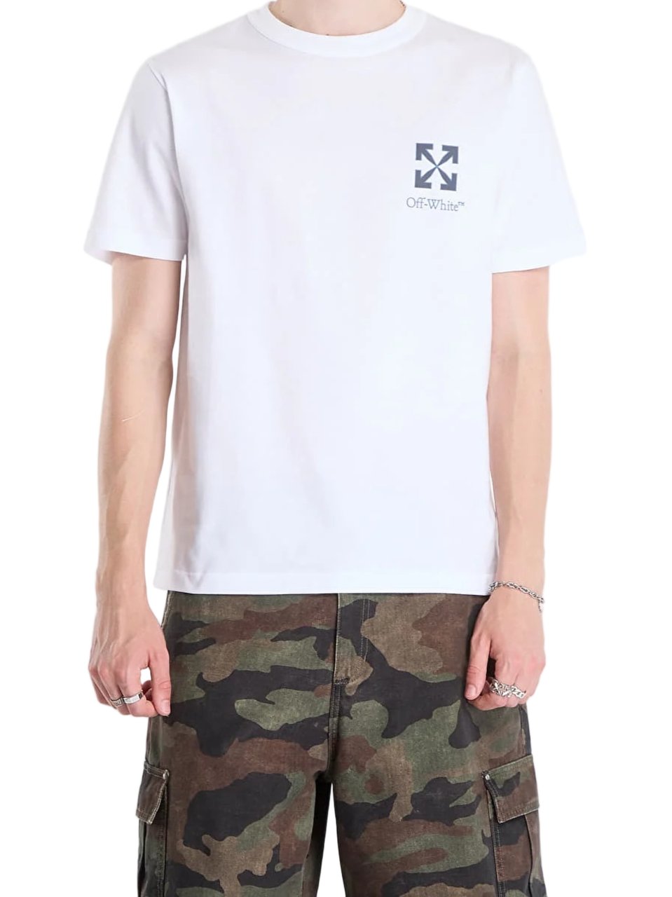 OFF-WHITE Short-Sleeve Regular Fit Tee with Arrow Graphic Wit