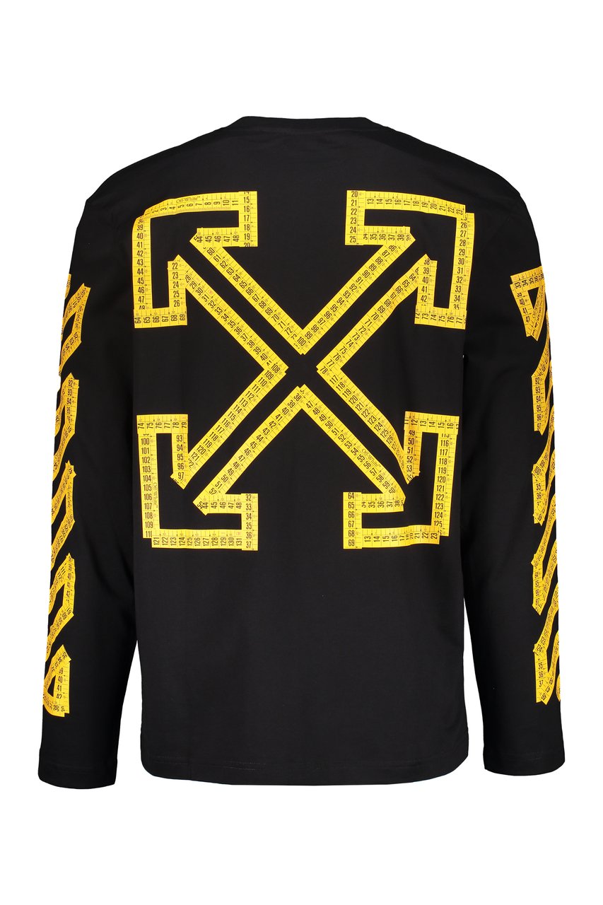 OFF-WHITE Black long-sleeve t-shirt with yellow logo Zwart