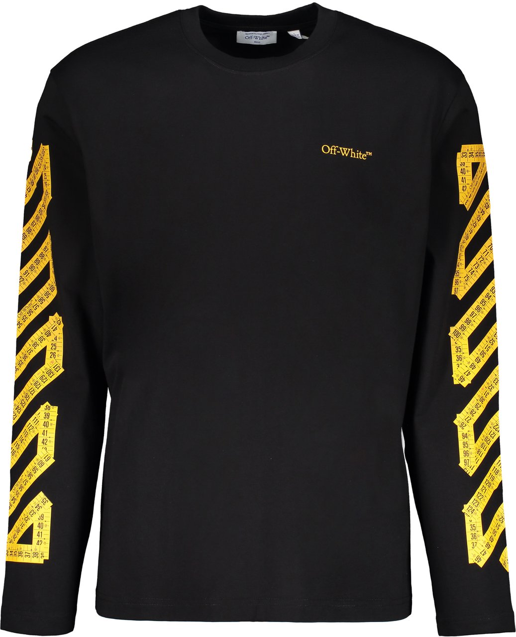 OFF-WHITE Black long-sleeve t-shirt with yellow logo Zwart