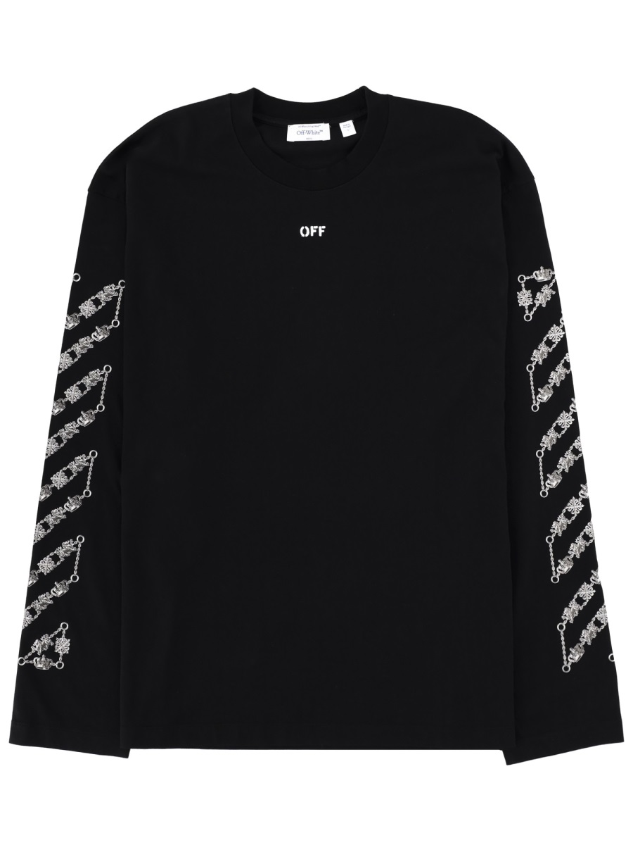 OFF-WHITE Black White Chain Arrow Cotton T-Shirt Zwart