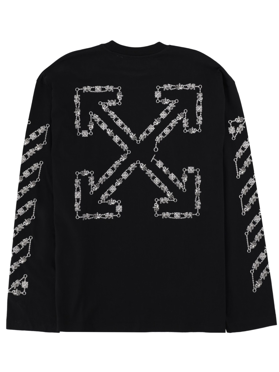 OFF-WHITE Black White Chain Arrow Cotton T-Shirt Zwart