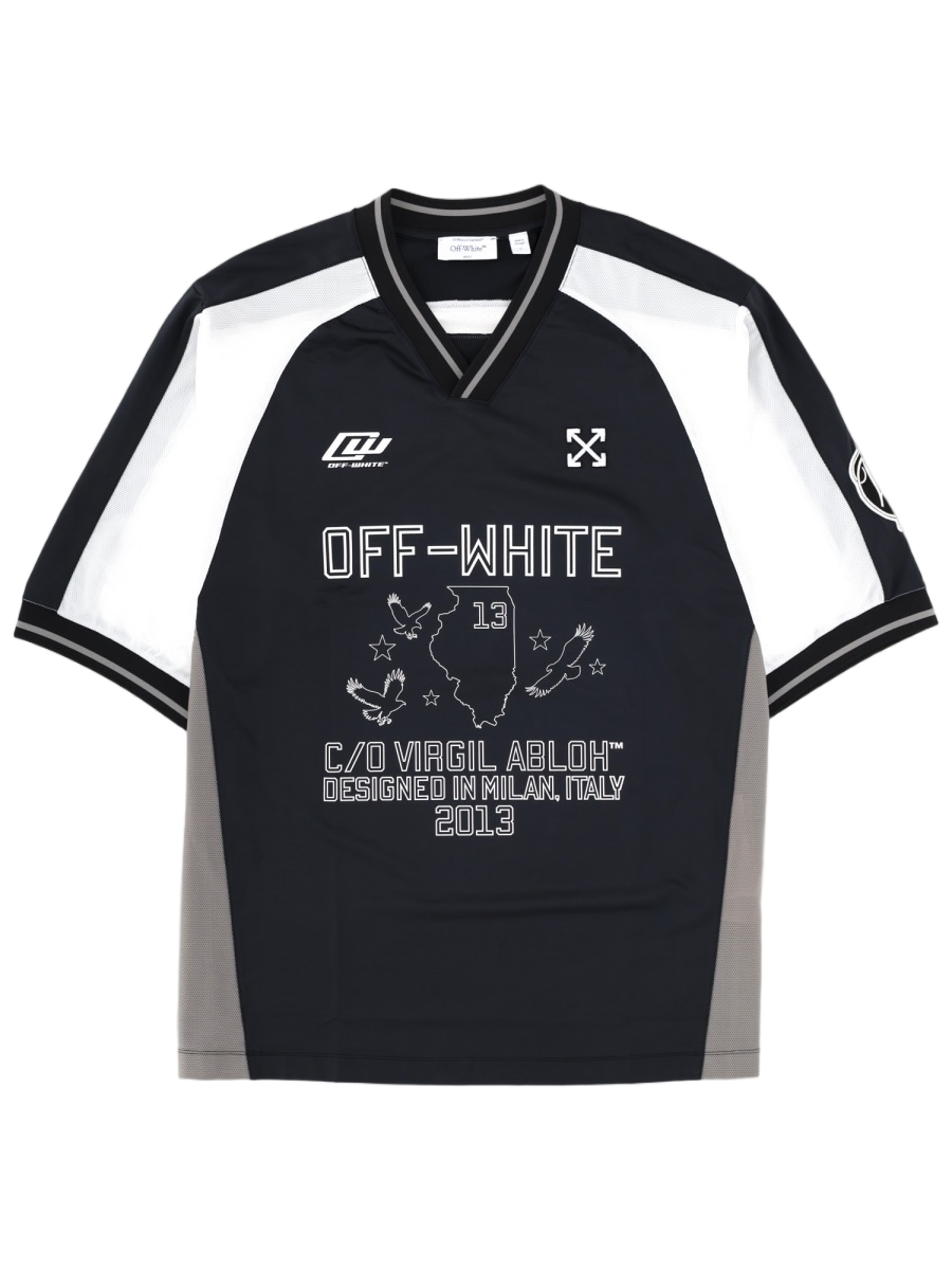 OFF-WHITE Color-Block Polyester Sporty T-Shirt Zwart