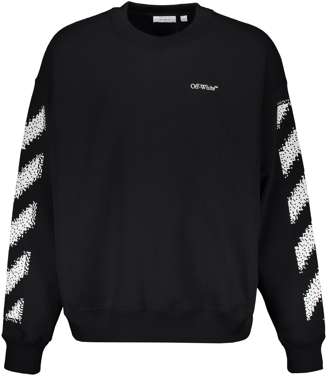 OFF-WHITE Modern black sweatshirt with white stripes Zwart