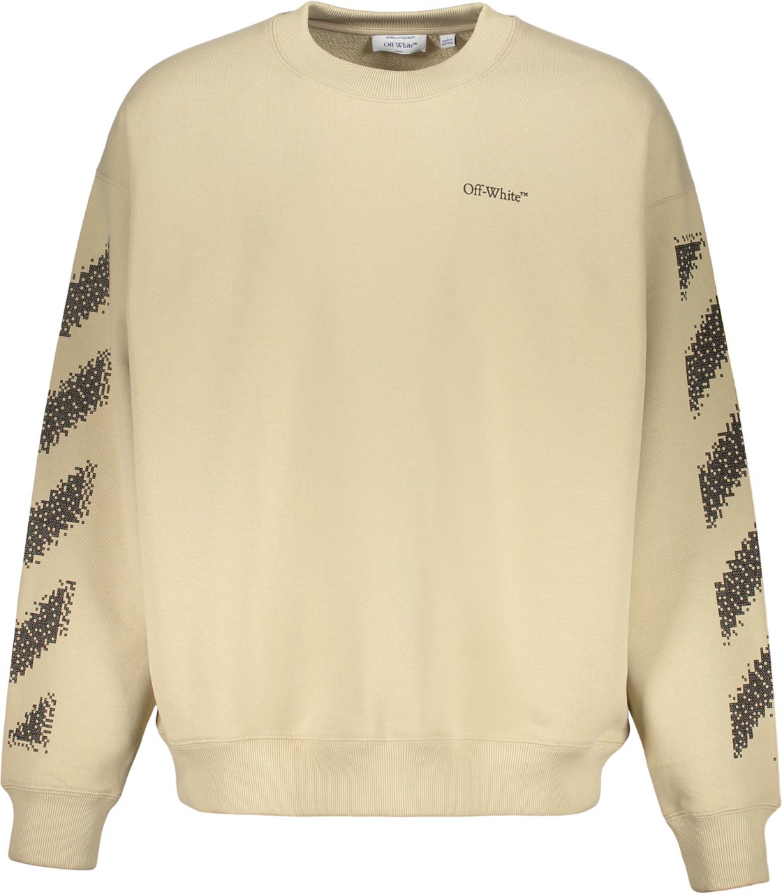 OFF-WHITE Beige sweatshirt with diagonal stripes Bruin