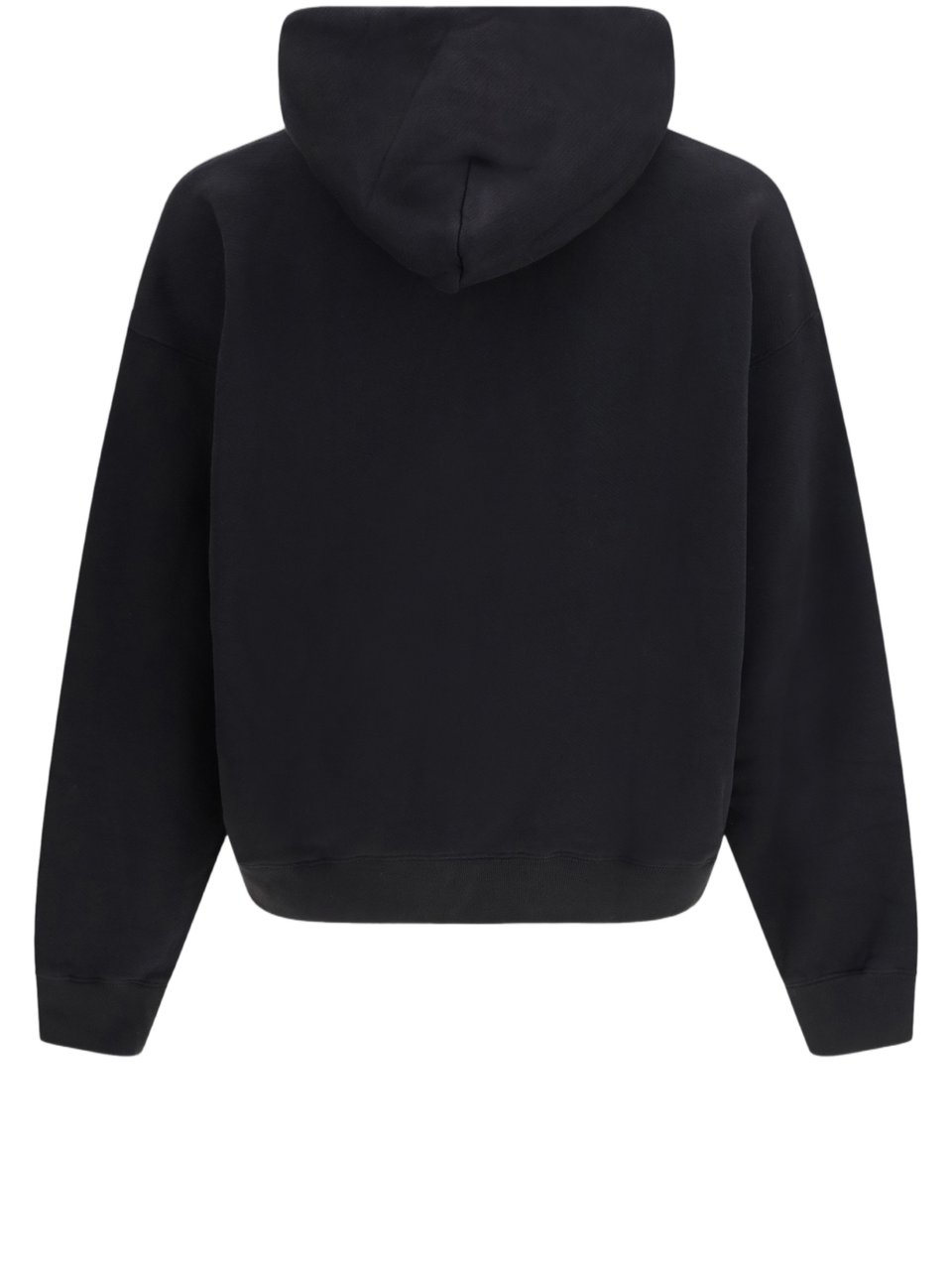OFF-WHITE Relaxed Fit Cotton Hoodie with Front Logo Print Zwart