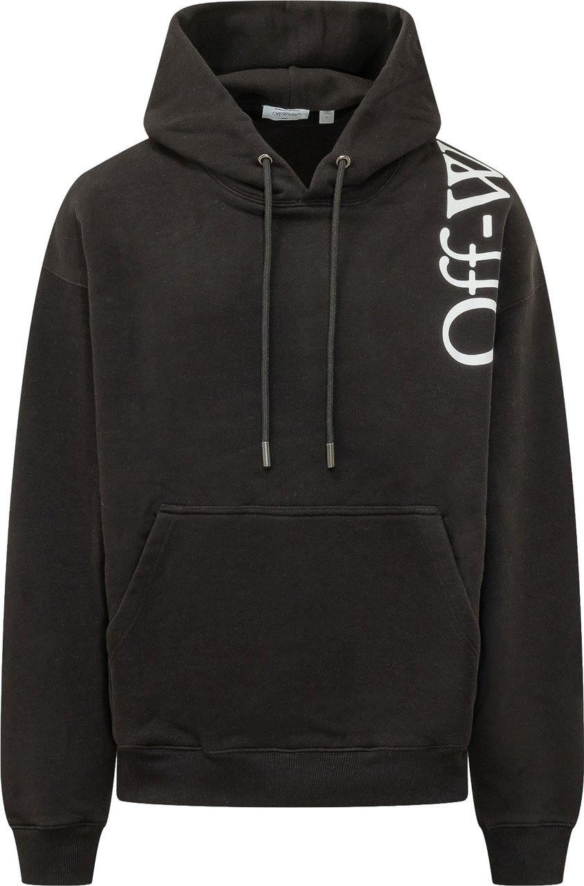 OFF-WHITE Felpa Vert Bookish con Cappuccio e Scritta Verticale Zwart