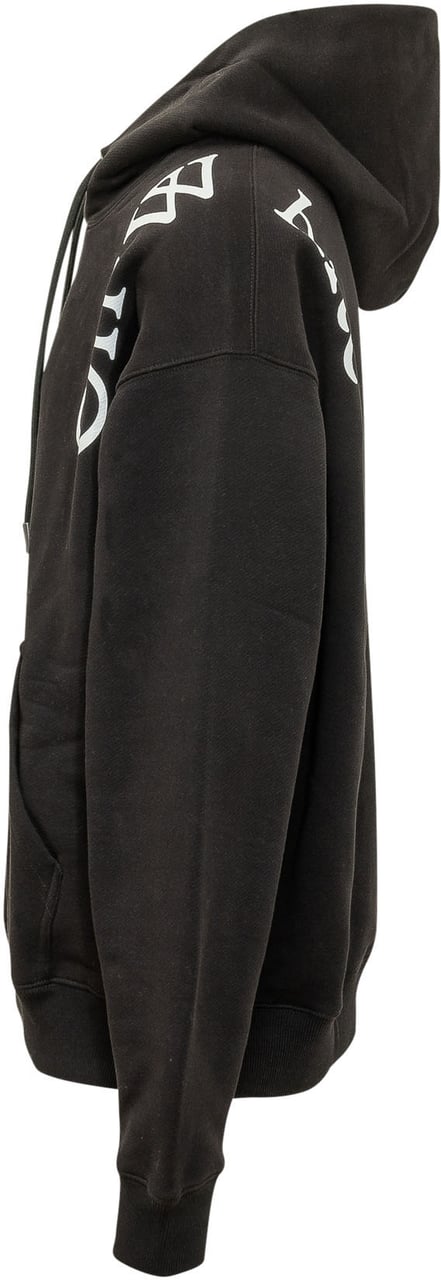 OFF-WHITE Felpa Vert Bookish con Cappuccio e Scritta Verticale Zwart