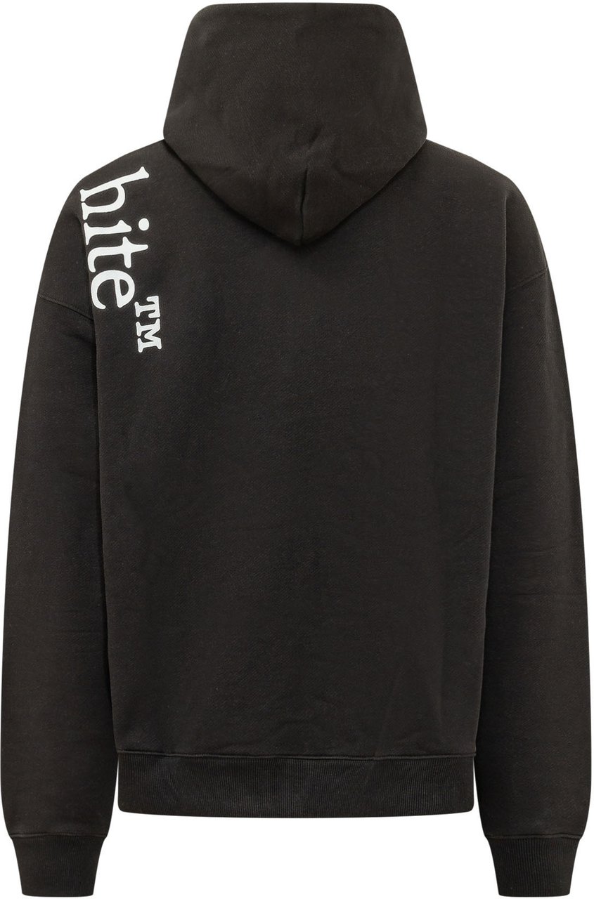 OFF-WHITE Felpa Vert Bookish con Cappuccio e Scritta Verticale Zwart