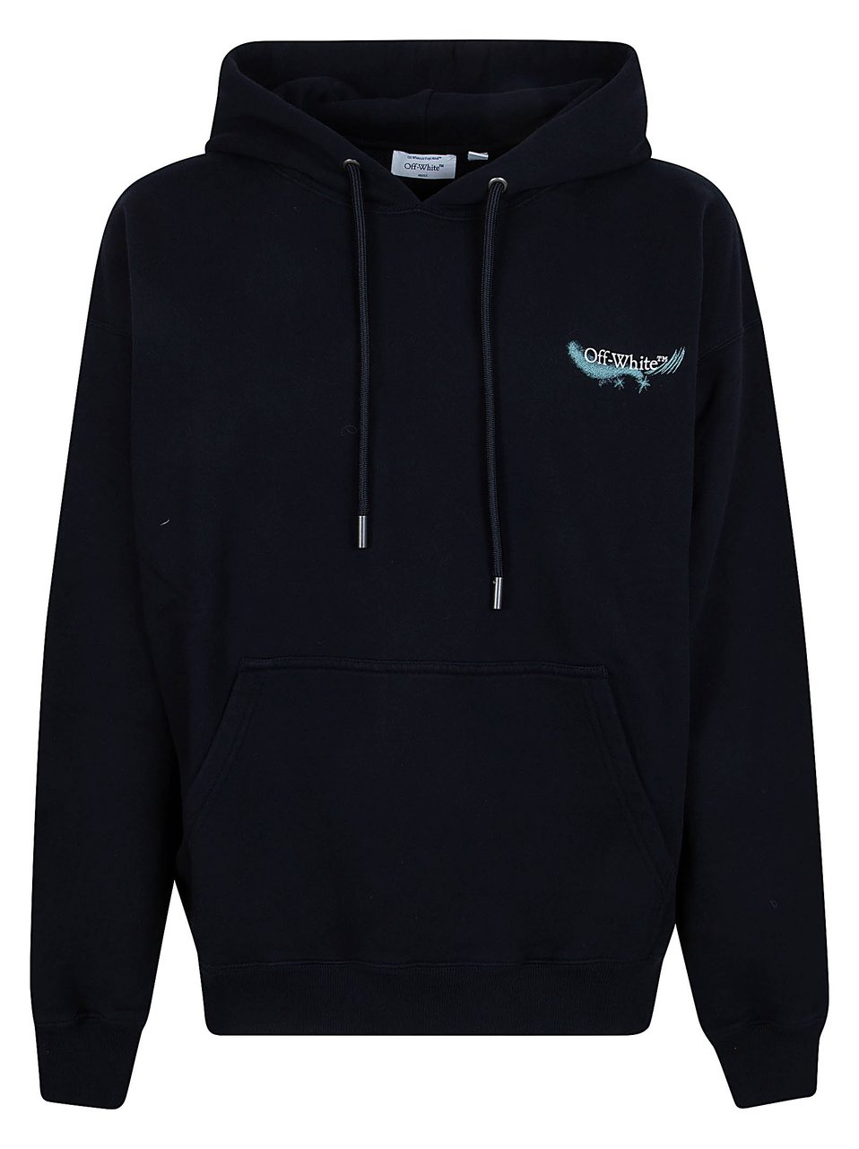 OFF-WHITE Graphic Print Black Hoodie with Drawstring Hood Zwart