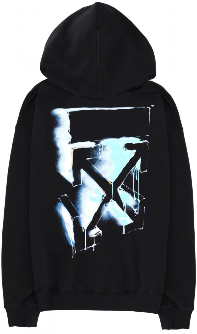 OFF-WHITE Black Chest Logo Back Graphic Hoodie Zwart
