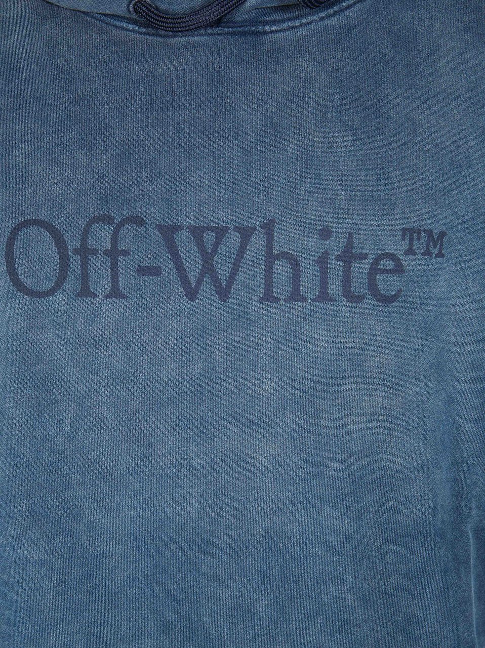 OFF-WHITE Washed Denim Blue Cropped Printed Hoodie Blauw