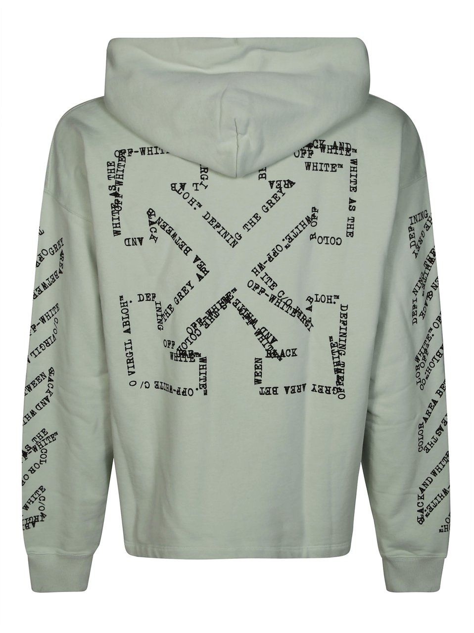 OFF-WHITE Muted Light Grey Green Graphic Hoodie Groen
