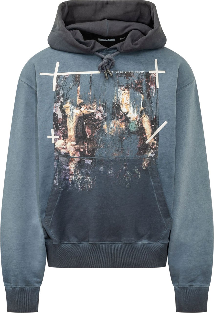 OFF-WHITE RIBBED NARCISO HOODIE Blauw