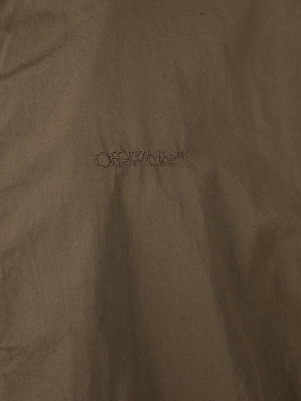 OFF-WHITE Brown Zip-Up Jacket With High Collar And Diagonal Stripe Accents Bruin