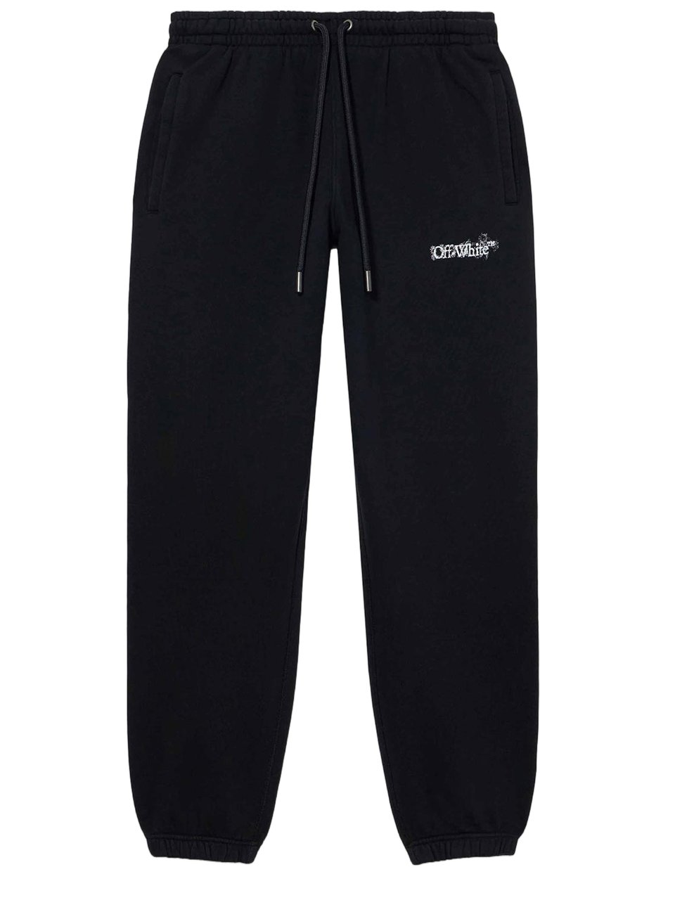 OFF-WHITE Sporty Black Cotton Pants with Contrast Logo Print Zwart