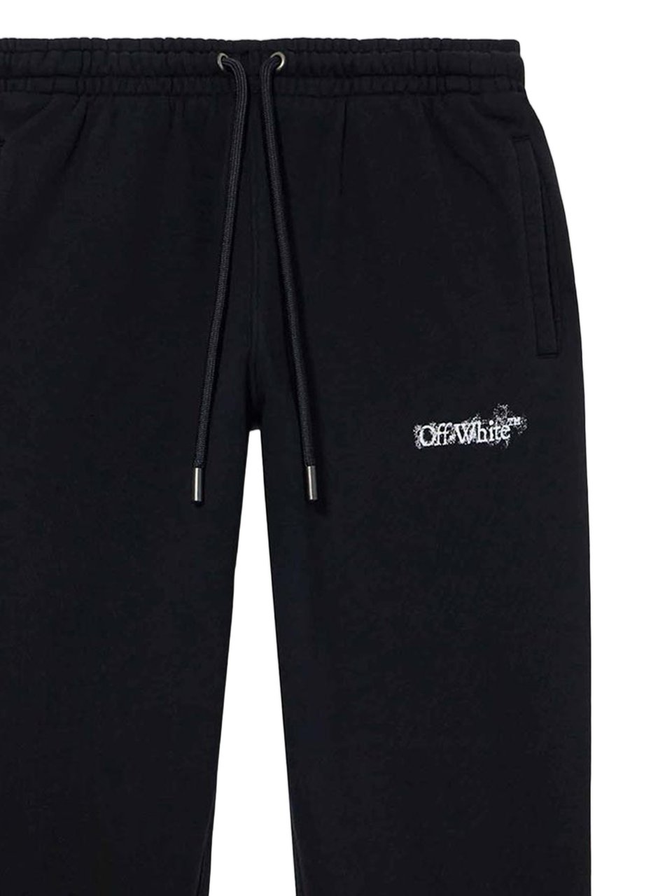 OFF-WHITE Sporty Black Cotton Pants with Contrast Logo Print Zwart