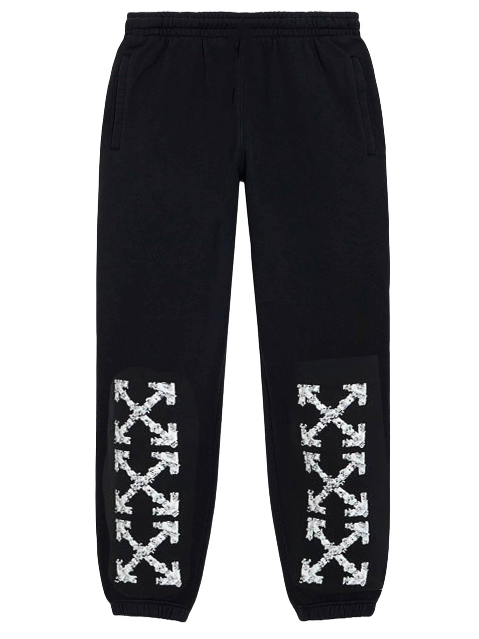 OFF-WHITE Sporty Black Cotton Pants with Contrast Logo Print Zwart