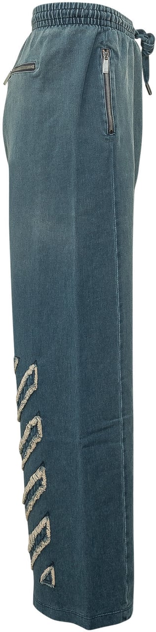 OFF-WHITE Pantalone a Gamba Ampia con Coulisse Blauw