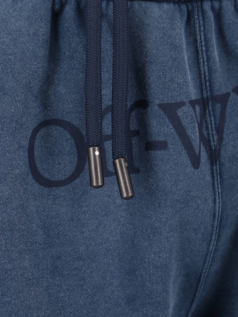 OFF-WHITE Blue Mid-Rise Cotton Logo Shorts Blauw