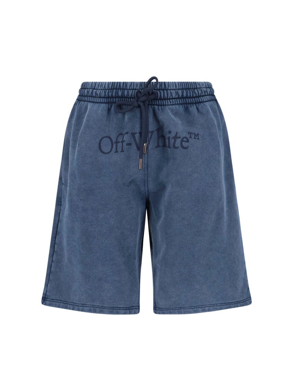 OFF-WHITE Blue Mid-Rise Cotton Logo Shorts Blauw
